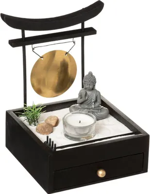 Produktbild von Zen-Garten - Holz - schwarz - 16x20 cm - Atmosphera créateur d'intérieur