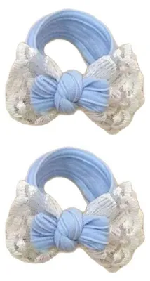 Produktbild von Haargummi mit Stickerei, doppellagiger Schleife, hochelastischer Zopfhalter, Damen-Haaraccessoire