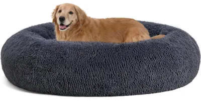 Produktbild von Orthopädisches Hundebett rund, Donut, Kuschelig, Waschbar, 120 cm Ø, Dunkelgrau