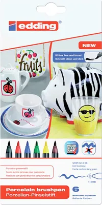 Obrázok produktu pre EDDING Porcelánové pero so štetcom základná sada 6 ks