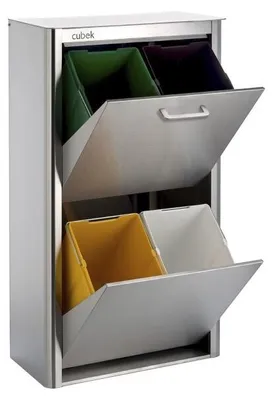 Produktbild von DON HIERRO - CUBEK - Mülleimer / Abfalleimer Mülltrennsystem 80L - 4x20L. Aus Edelstahl