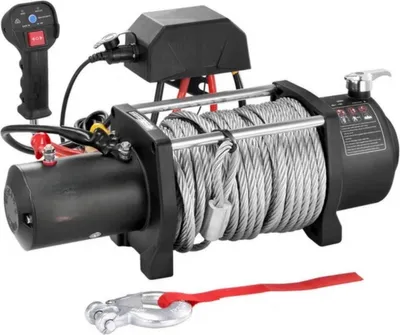 Zdjęcie produktu dla Wciągarka elektryczna – 8200 kg – wodoodporna IP67 – z bezprzewodowym pilotem zdalnego sterowania – stalowa lina 19-żyłowa – uniwersalna