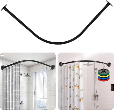 Image de Tringle à rideau de douche réglable en L - sans perçage - 90-130 cm