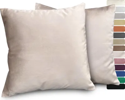 Produktbild von Samt Kissenhüllen 2er Set, Premium Kissenbezug, Sofa- und Dekokissen, Größe und Farbe wählbar,Taupe,50x50cm