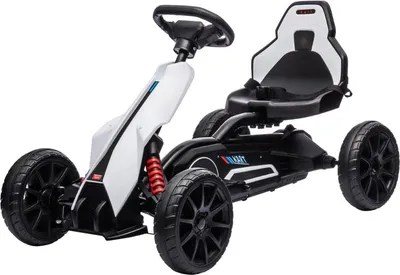 Produktbild von Fortuna Lai Kinder Elektro Gokart 12 V 3-5km/h Drift Kart mit 2-Fach verstellbarem Modus, Sicherheitsgurt, Lenkrad, Go Kart Kinderfahrzeug für 3-8 Jahre Kinder, Weiß