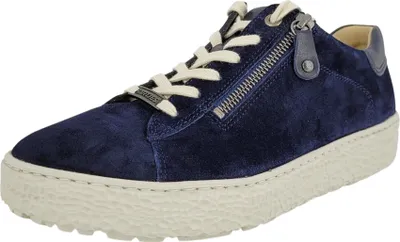 A single blue sneaker is shown against a white background.
