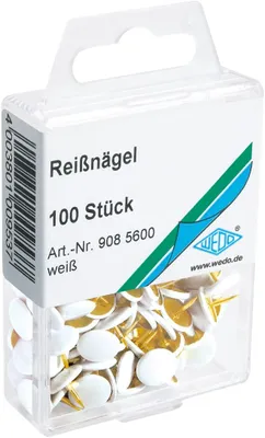 Produktbild von WEDO Reißnägel kunststoffüberzogen weiß Durchmesser: 10 mm 100 Stück