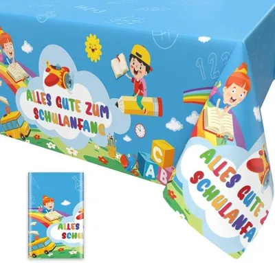 Image de Bleu, imperméable, adapté aux enfants, nappe pour la rentrée scolaire, 130 x 274 cm