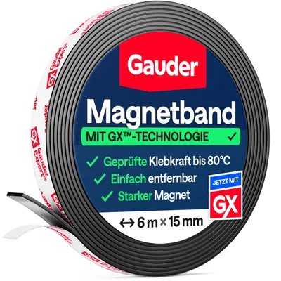 Zdjęcie produktu dla GAUDER, taśma magnetyczna samoprzylepna, mocna, taśma magnetyczna (6 m x 15 mm)