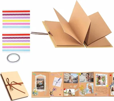 Produktbild von DIY Fotoalbum zum Selbstgestalten Klein (17,5x11,5cm) Vintage Scrapbook Fotobuch für Abschluss, Geburtstag, Hochzeit Hellbraun, 34 Seiten Ideales kleines Geschenk