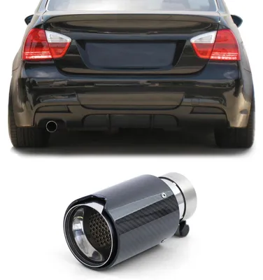 1x Auspuff 90mm Carbon Endrohr 60-64mm für BMW E36 E46 E90 E91 E92 E93 E60 E61 – Produktansicht