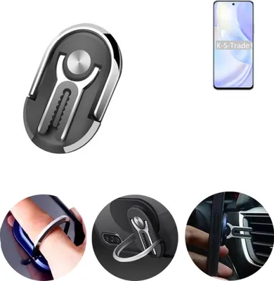Produktbild von K-S-Trade 3in1 Smartphone-Ring Handy-Ring kompatibel mit Huawei nova 8 SE Vitality Edition Fingerhalterung  Handyring Tischständer