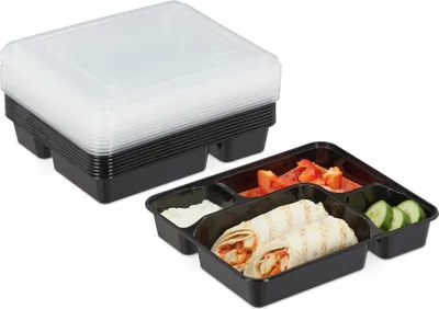 Produktbild von relaxdays 10er Set Meal Prep Boxen 4 Fächer