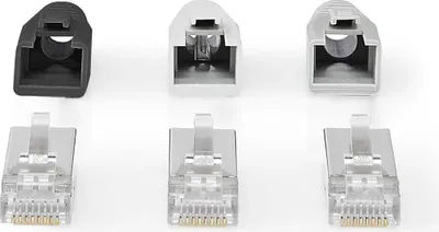 Produktbild von Nedis RJ45-Stecker - RJ45 Pass Through - Festes/verseiltes FTP CAT6a - Gerade - Vergoldet - 10 Stück - Polycarbonate - Grau / Schwarz / Weiss - Box