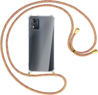Produktbild von Handykette Backcover-Schutzhülle mit Band (Metall goldfarben) für Motorola Moto E13 (6.5'') - Rainbow