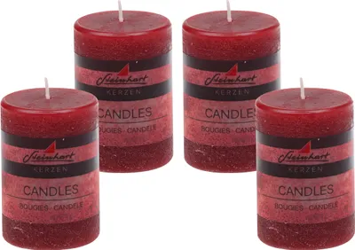 Produktbild von 4er Set Adventskranzkerzen "Raureif" Altrot 80/58 mm