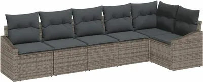 Immagine prodotto di vidaXL Set di divani con cuscini 6 pezzi in polirattan grigio