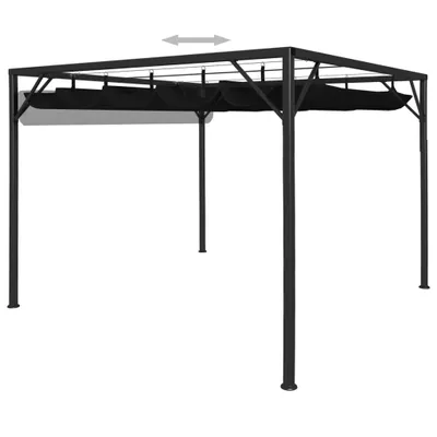 Image de vidaXL Pavillon de jardin avec toit extensible 3×3 m Anthracite
