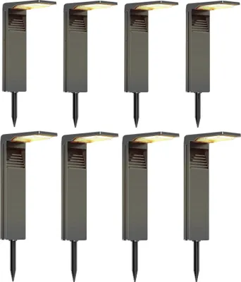 Image de Lampes solaires de jardin, blanc chaud, étanche IP64, 8pcs