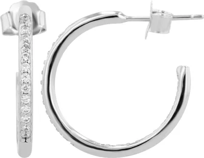 Produktbild von "Uzma" 925/- Echt Silber Creolen mit Steckverschluss, Zirkoniabsatz, rhodiniert