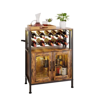Produktbild von Yorbay Weinschrank mit abnehmbarem Weinregal & 6 Glashalter,Stehender Flaschenständer aus Holz, 60×24×80cm, Sideboard im Vintage-Stil