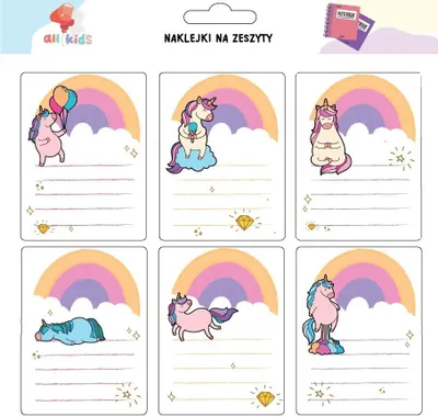 Productafbeelding van Stickers voor kast en notitieboek: Regenboogunicorns - All4Kids