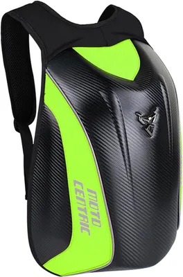 Productafbeelding van Motorrugzak hardshell carbonlook - Waterdicht - Reflecterend - Groen