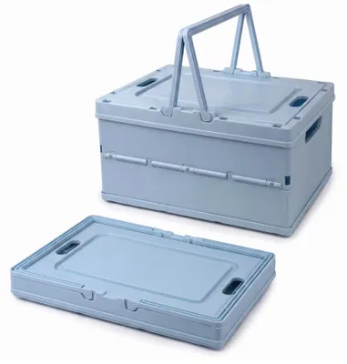 Faltbare Aufbewahrungsbox mit Deckel, blau, 2 Stück