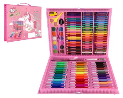 Produktbild von Malset – Art Box Kreativset mit Einhorn, 160 Teile, im Kunststoffkoffer (34 x 27 x 3,5 cm)