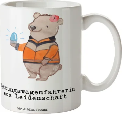 Produktbild von Mr. & Mrs. Panda Kaffeetasse Rettungswagenfahrerin Leidenschaft - Weiß - Geschenk, Becher, kakaobecher, Keramiktasse, Tasse, Pott