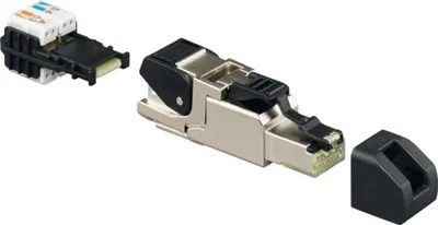 Image de Rutenbeck Cat.6A iso Connecteur universel, RJ45, blindé, pouvant être assemblé sur site, montage sans outil, 1 pièce.