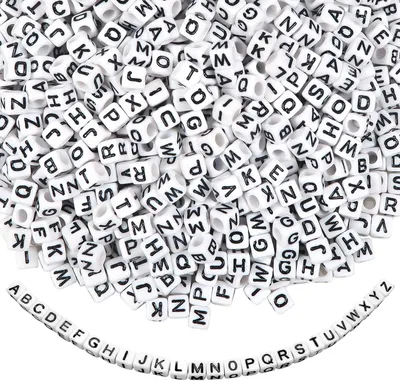 Imagen del producto de Letras de cuentas del alfabeto A a Z, cubos de acrílico de 6 mm, 1000 unidades, para la fabricación de joyería