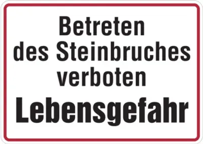 Produktbild von Dreifke® Hinweisschild, Betreten des Steinbruches verboten, 250x350mm, Alu ge...