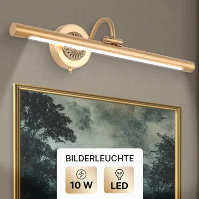 Zdjęcie produktu dla Lampa ścienna LED, mosiężna/złota, jednoźródłowa, z wtykiem, ARTE LAMP Chianti, 10 W, 700 lm, 4000 K, styl neoklasyczny, 57 x 21 x 12 cm, A8046AP-1PB