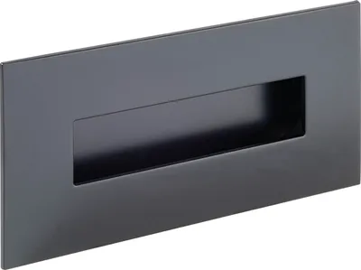 Produktbild von Estamp Griffmuschel Geometrix 155x73mm - Muschelgriff rechteckig - Griff mit Rahmen zum Einlassen - Zinkdruckguss schwarz matt