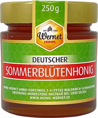 Produktbild von Honig Wernet Traditionsimker im Schwarzwald Deutscher Sommerblütenhonig 250g Glas