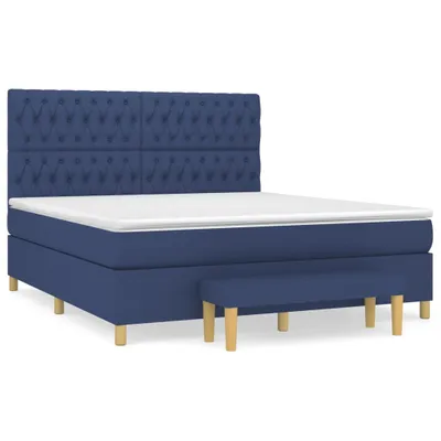 Produktbild von vidaXL Boxspringbett mit Matratze Blau 180x200 cm Stoff