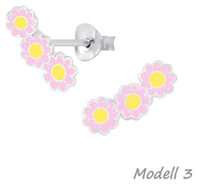 Produktbild von Blumen Ohrstecker mehrfach: 925 Silber Kinderohrringe Modell 3