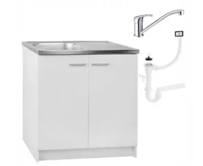 Obrázok produktu pre Stamar | Kuchynská linka - 80 cm - s drezom a sifónom - pre umývačku riadu - biela