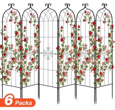 Produktbild von Rankgitter & Rankhilfe - 6er-Set Metall Gartenspalier/Pflanzengitter - 180 x 52,5 cm - Pulverbeschichtet - Rost- & Wetterfest - Mit Verriegelungsmechanismus - Für Rosen & Gemüse