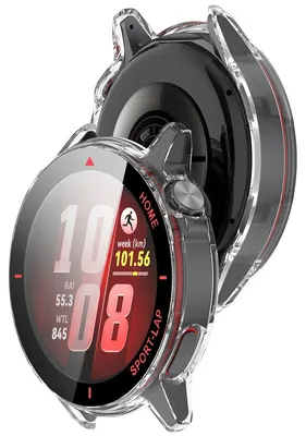 Produktbild von Schutzhülle mit Glas für Huawei Watch GT Runner 2, Bizon Case Watch Adamo, Transparent-Rot