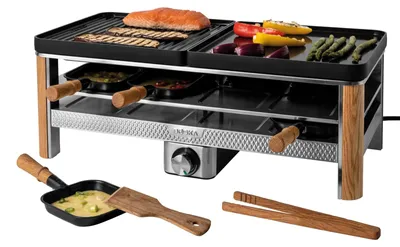 Raclettegrill für 8 Personen, 8 Pfännchen, 2 Ebenen, PFAS-frei