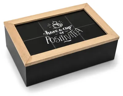 Produktbild von com-four® Tee Organizer mit 6 Fächern, Teebeutelbox, Teekiste aus Holz