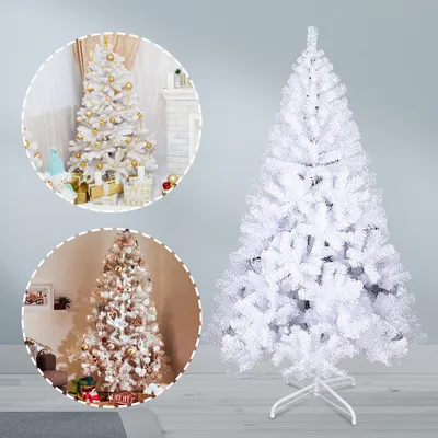 Obrázok produktu pre EINFEBEN Vianočný stromček flocking Vianočný stromček PVC 180cm stromček umelá jedľa biela