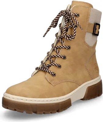 Produktbild von Rieker Damen Stiefeletten Schnürstiefel Warmfutter Zierschnalle X8621, Größe:41 EU, Farbe:Beige
