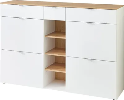 Produktbild von Schuhschrank >Bari< in Weiß matt, MDF, Spannplatte - 148x103x38cm (BxHxT)