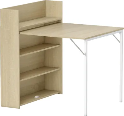 Zdjęcie produktu dla Składany stół jadalny z półką, design industrialny, dąb, oszczędzający miejsce