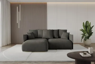 Produktbild von ALTDECOR Ecksofa mit Schlaffunktion und Bettkasten ONESK-L  216x177x72 cm  Schwarz - Corner Sofa Eckcouch Couch L-Form  angeordnet Schlafcouch Ausziehbar Wohnlandschaft