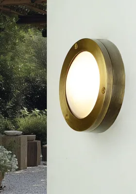 Produktbild von Außenwandlampe IP64 GX53 Ø 14 cm Glas Echt-Messing Maritim Außenleuchte Wand Garten Haus