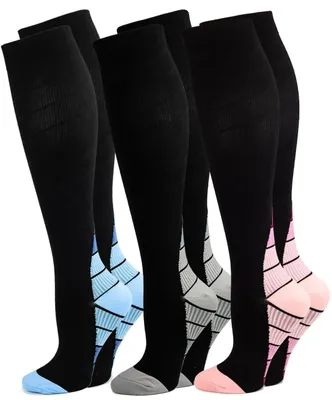 Immagine prodotto di Calze compressive 20-30 mmHg - 3 paia - Calze a compressione - Donna/Uomo - Sport/Viaggio - Compressione graduale